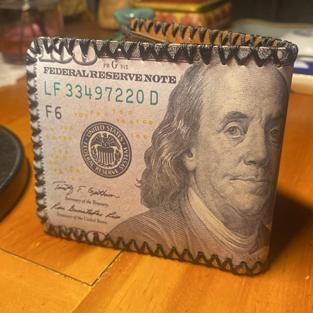 Men’s US Dollar Bill Bi-Fold Wallet Vegan Leather Credit Cards Identification - Picture 4 of 12